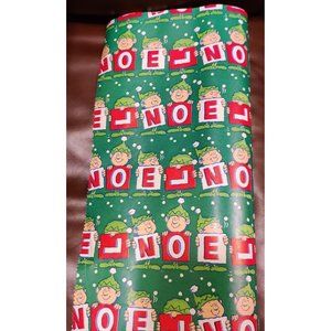 VTG CHRISTMAS WRAPPING PAPER GIFT WRAP WHIMSICAL ELF NOEL RED WHITE GREEN 1.5lb